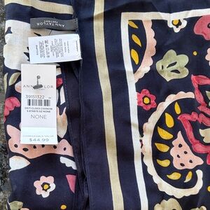Ann Taylor Navy and Pink Floral Scarf